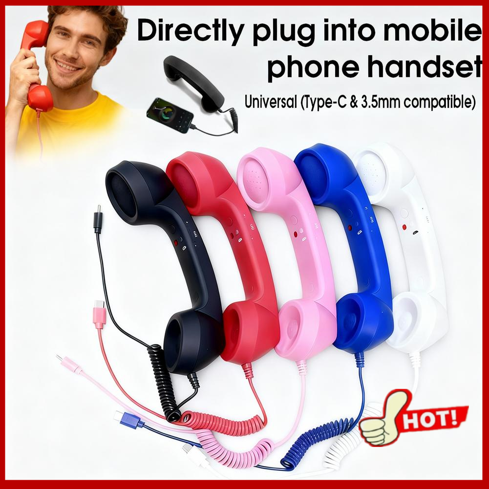 Retro Handset Phone - 2026 new Retro Telephone Receiver Type-C/3.5mm